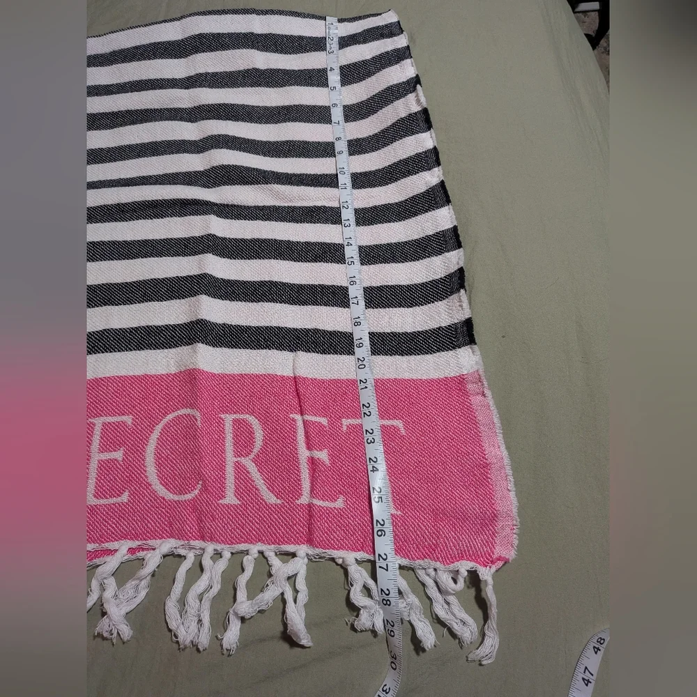 Victoria's Secret Fringe Beach Towel Throw Blanket  Women One Size Pink Striped